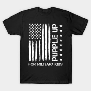 Purple Up For Military Kids USA Flag - Military Child Month T-Shirt